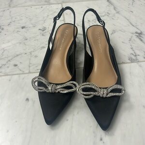 BCBGeneration Black slingback shoes with crystal bows.Excellent condition!
